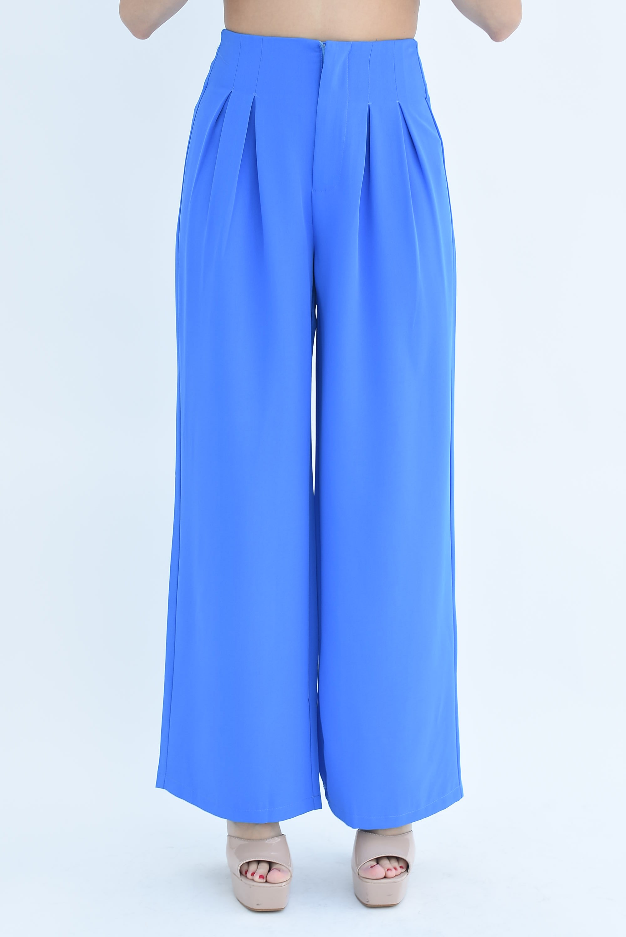 Pantalón pierna ancha con pinzas Azul – Fashion Styled