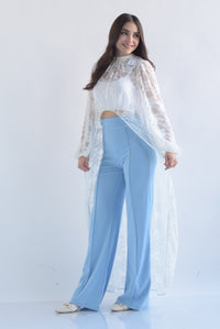 Fashion Styled Maxi blusa asimétrica encaje Blanco
