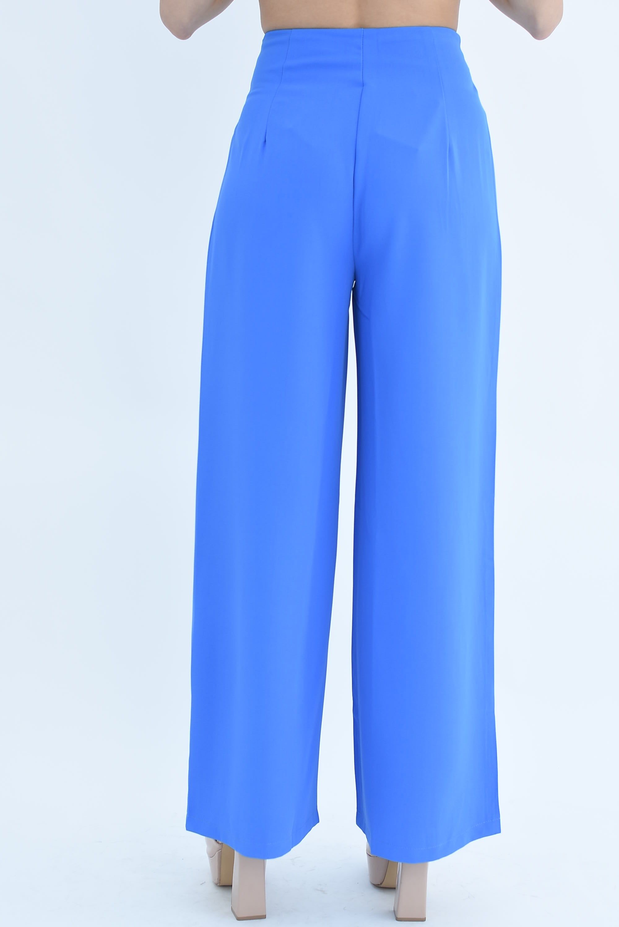 Pantalón pierna ancha con pinzas Azul
