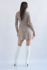 Fashion Styled Vestido punto canalé corte campana Moka