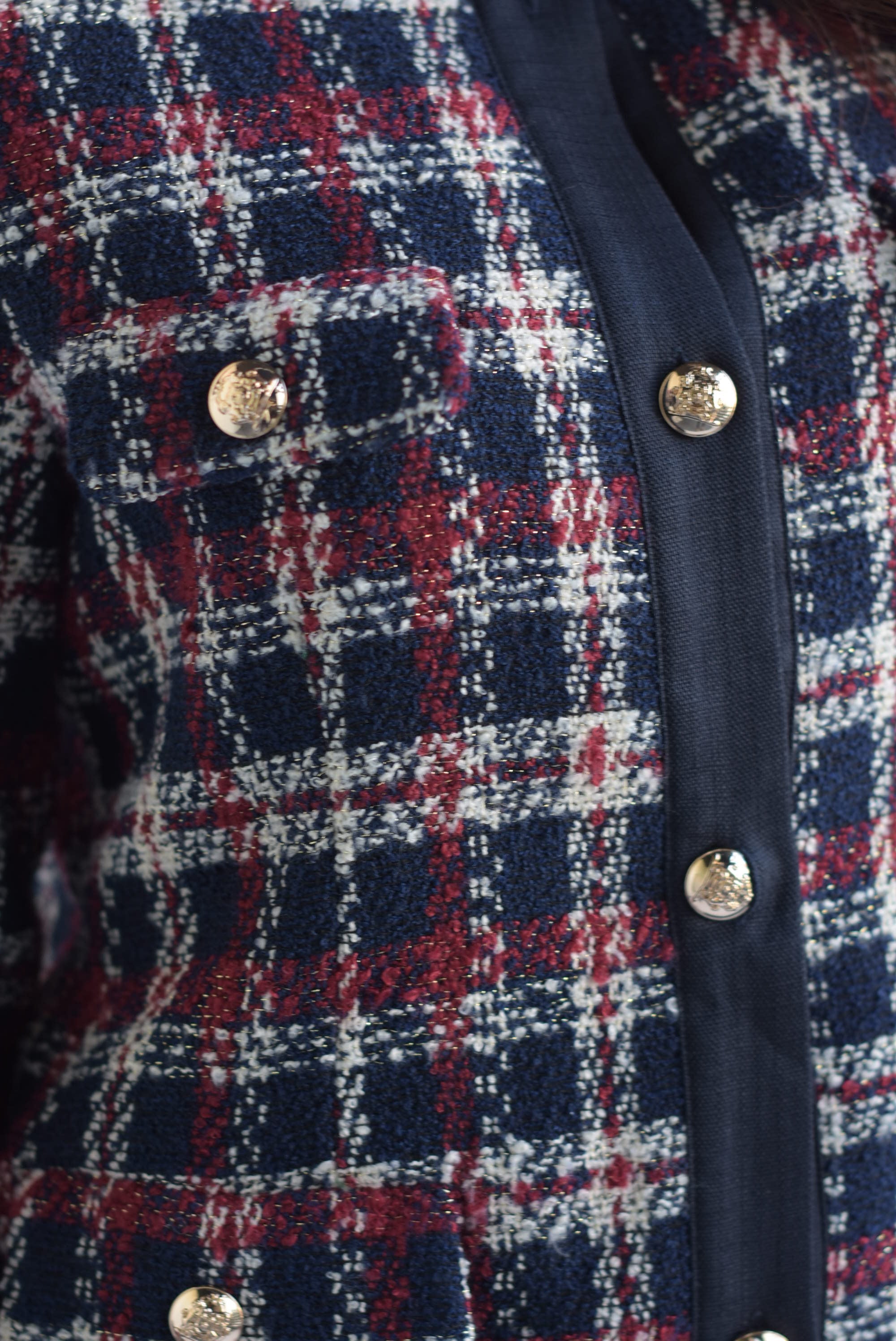 Set Short y Blazer filos tweed cuadros Azul Marino
