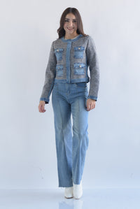 Fashion Styled Blazer con tweed Denim