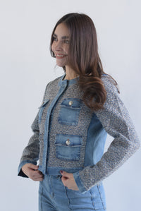 Fashion Styled Blazer con tweed Denim