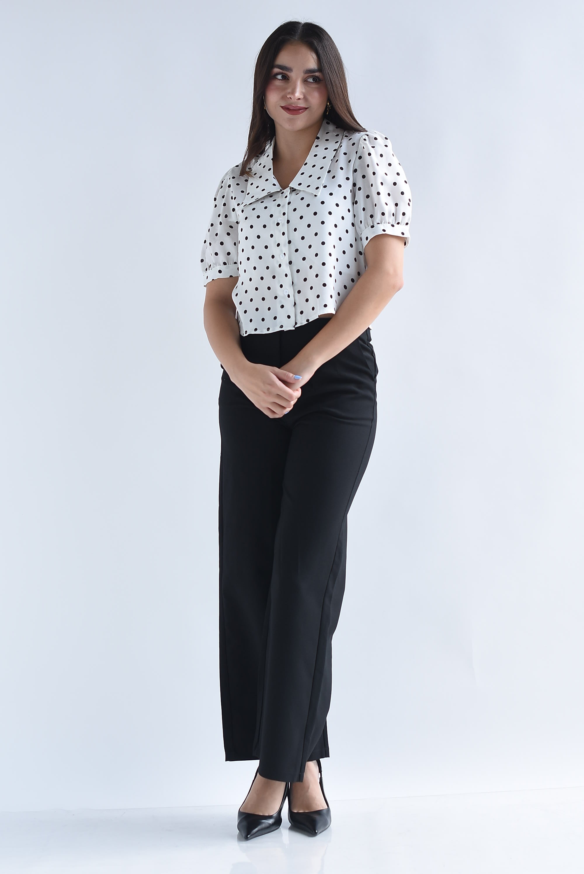 Blusa manga globo polka dots y flores