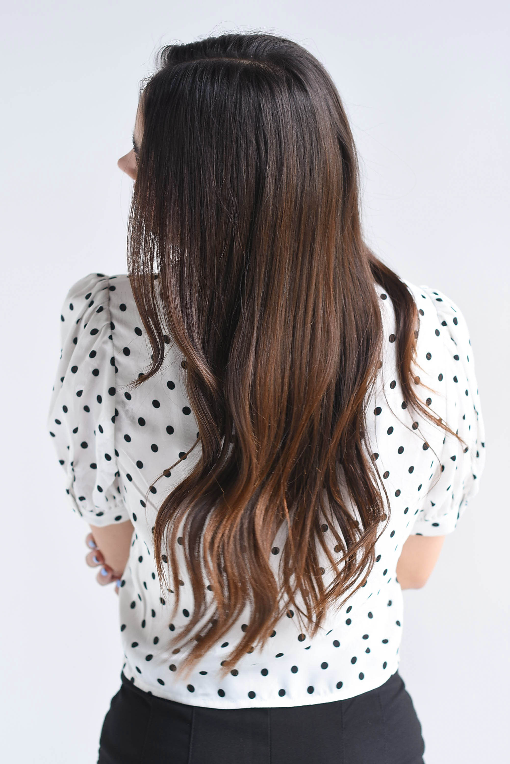 Blusa manga globo polka dots y flores