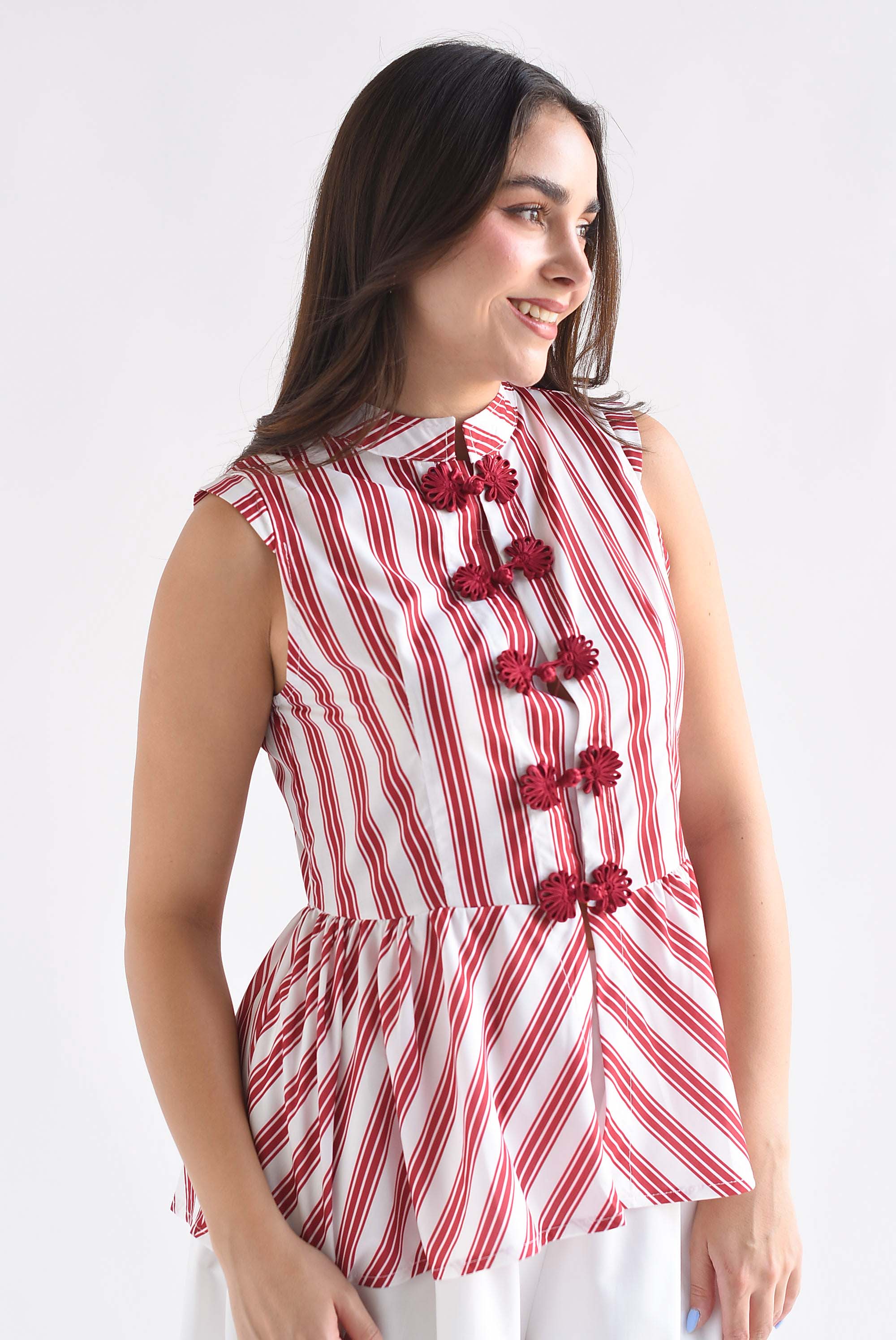 Blusa chinese peplum rayas
