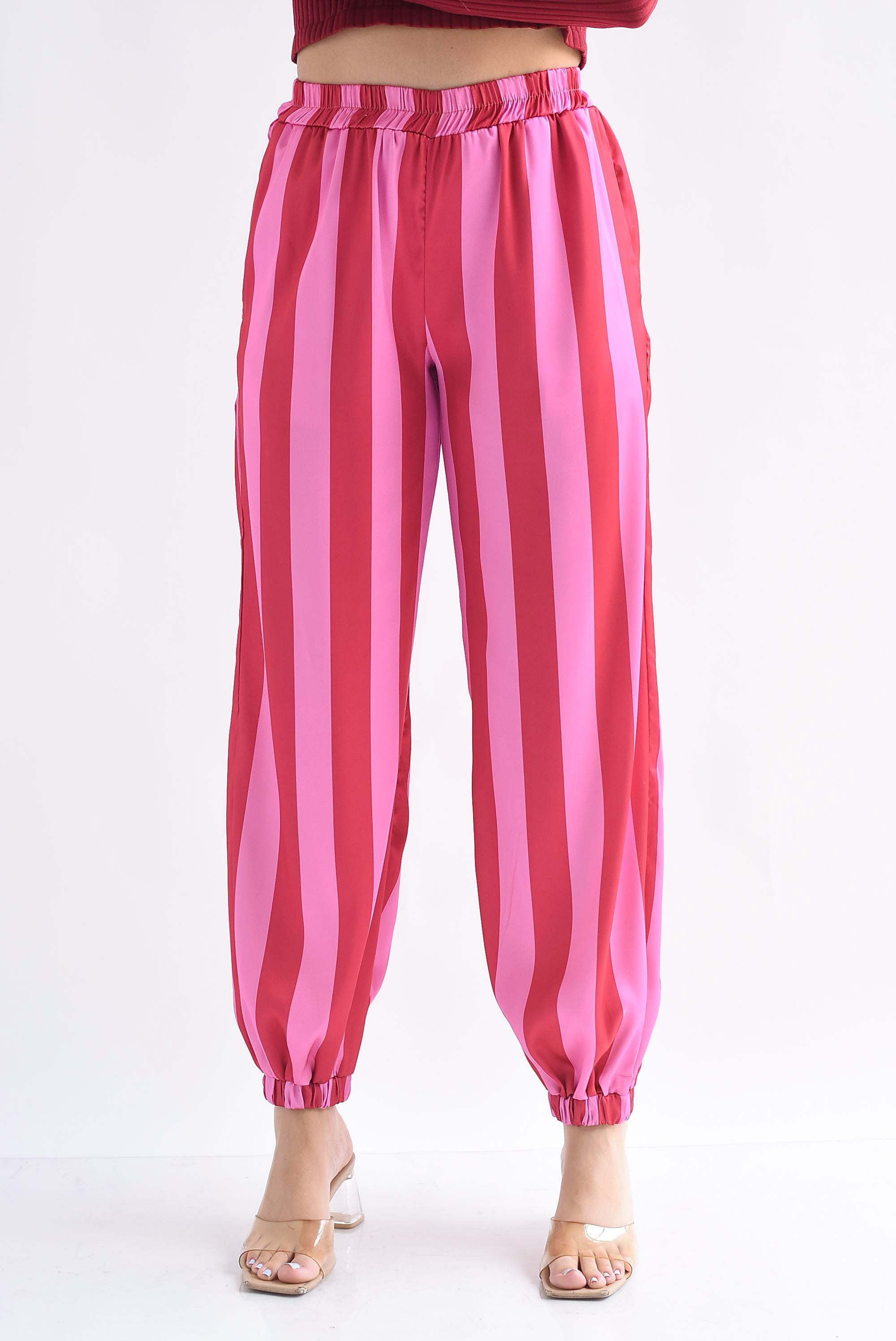 Pantalón globo rayas bitono
