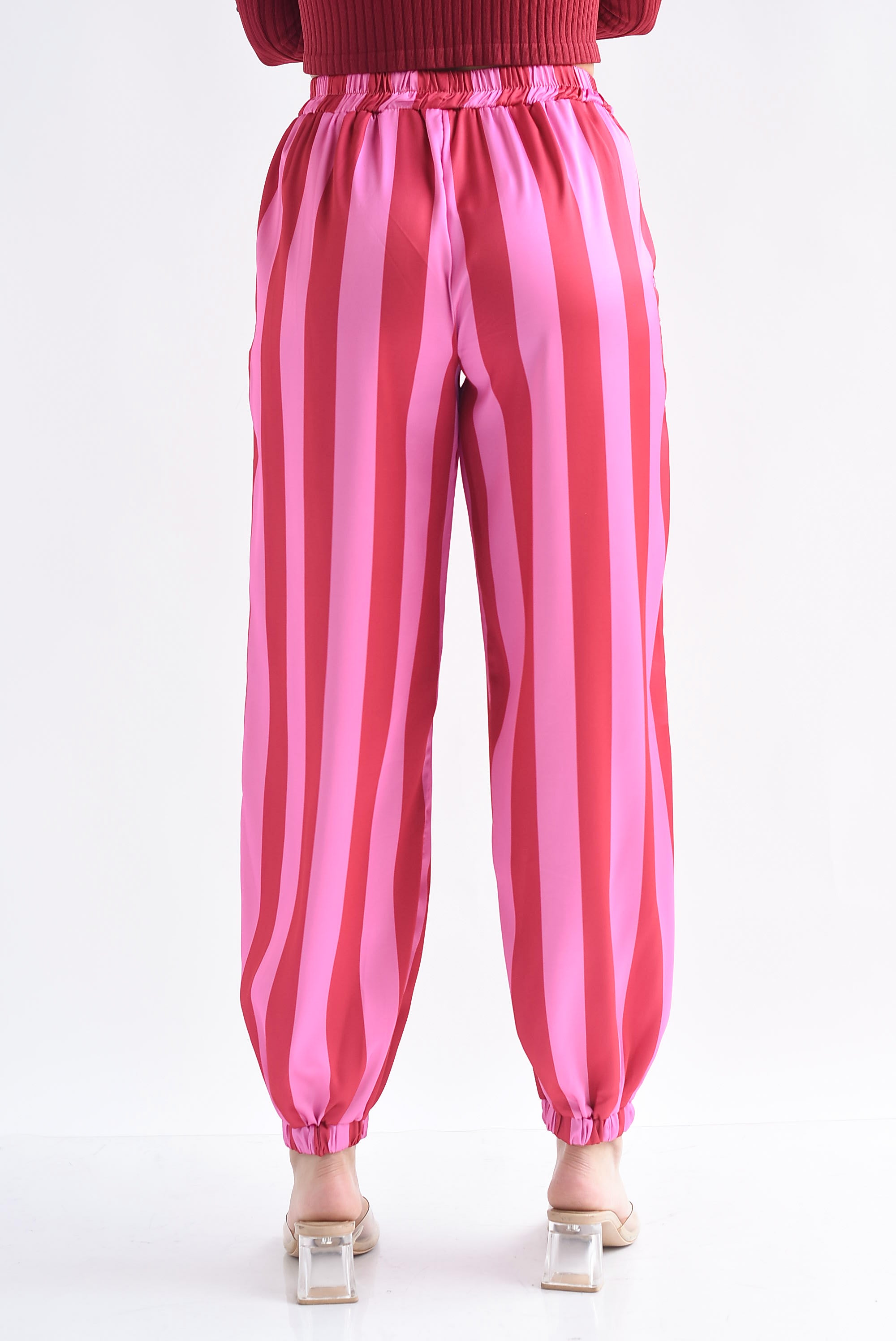 Pantalón globo rayas bitono