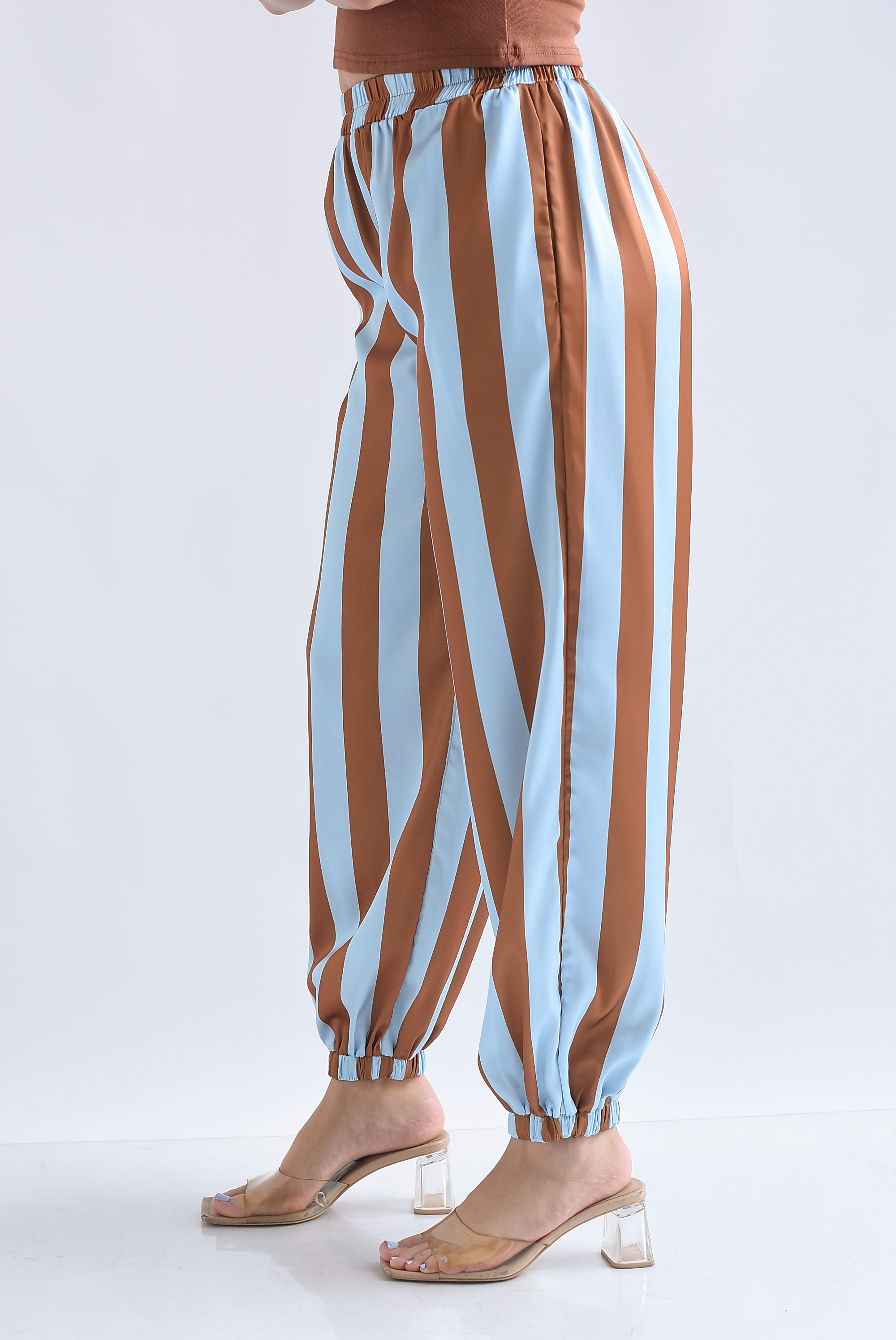 Pantalón globo rayas bitono