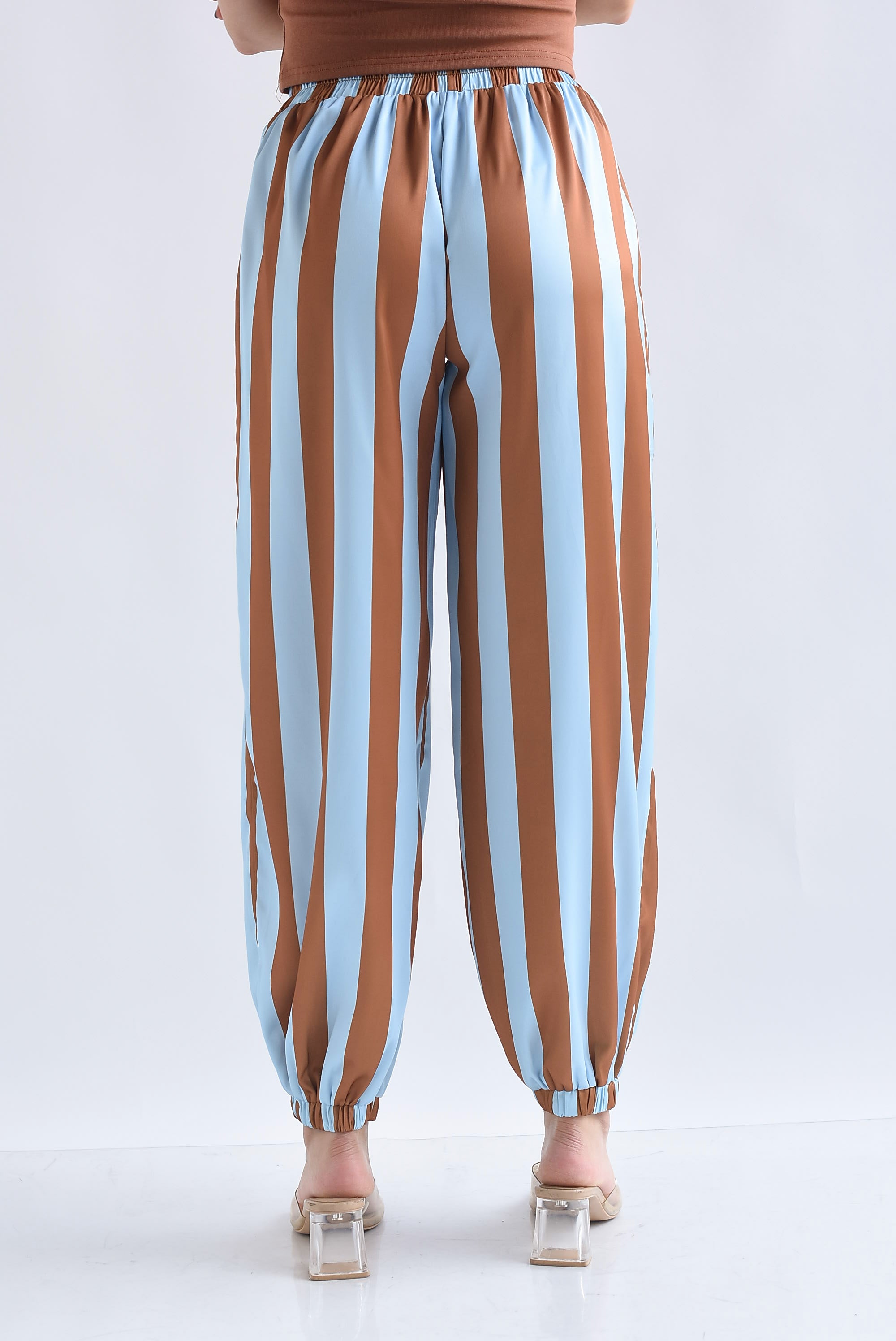 Pantalón globo rayas bitono