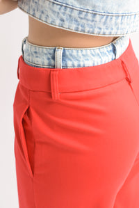 Fashion Styled Set Pantalón cargo y Chaleco crop denim Rojo