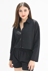 Fashion Styled Set Short y Camisa texturizado Negro