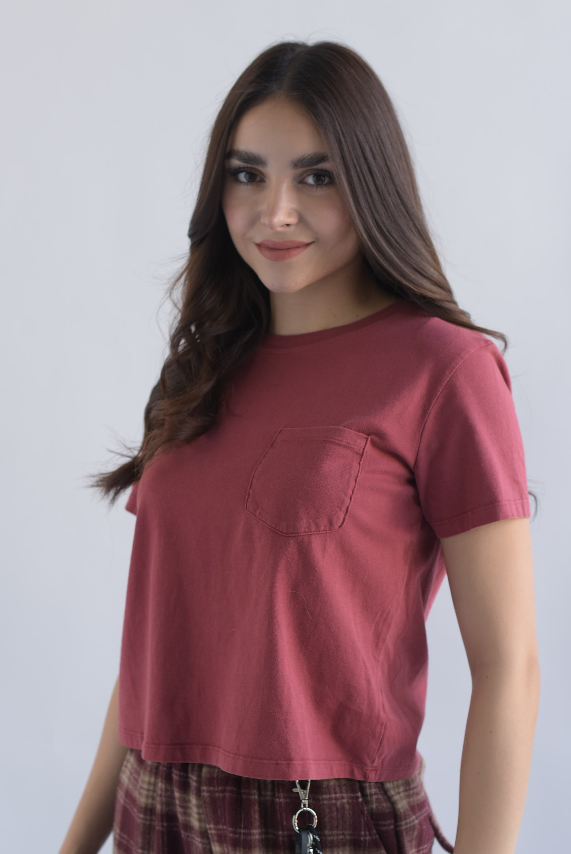 T-shirt bolsillo Rojo quemado