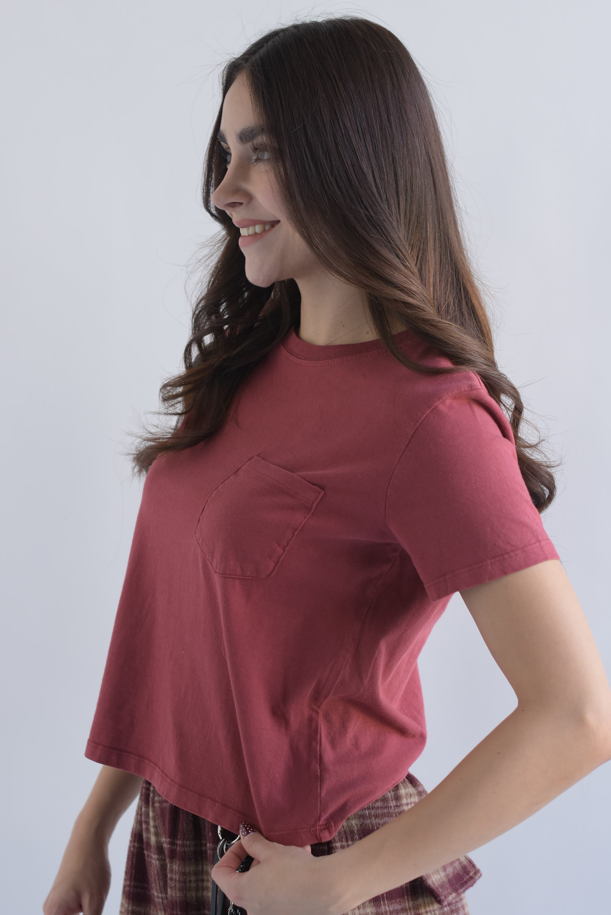 T-shirt bolsillo Rojo quemado