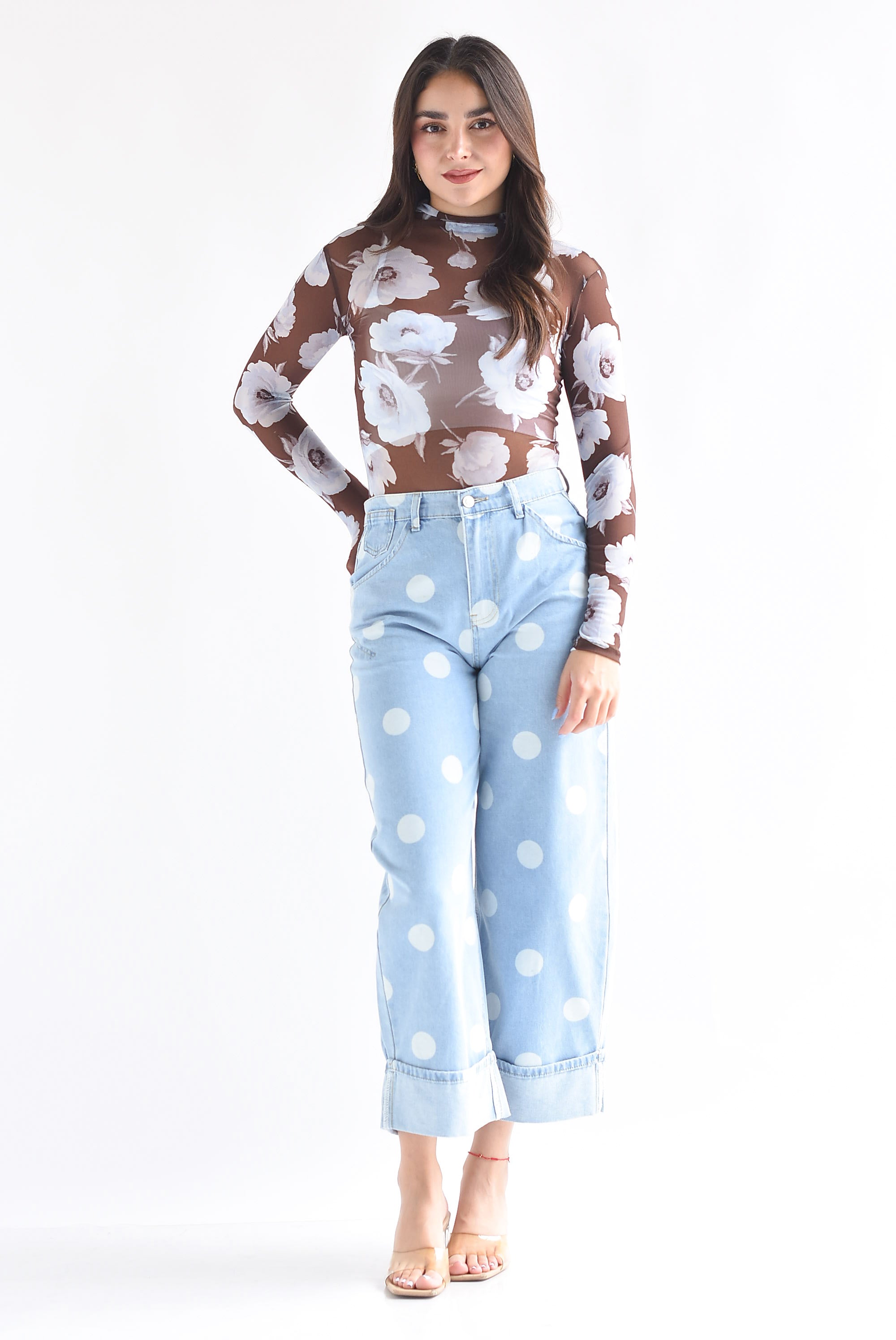 Jeans dobladillo polka dots chunky