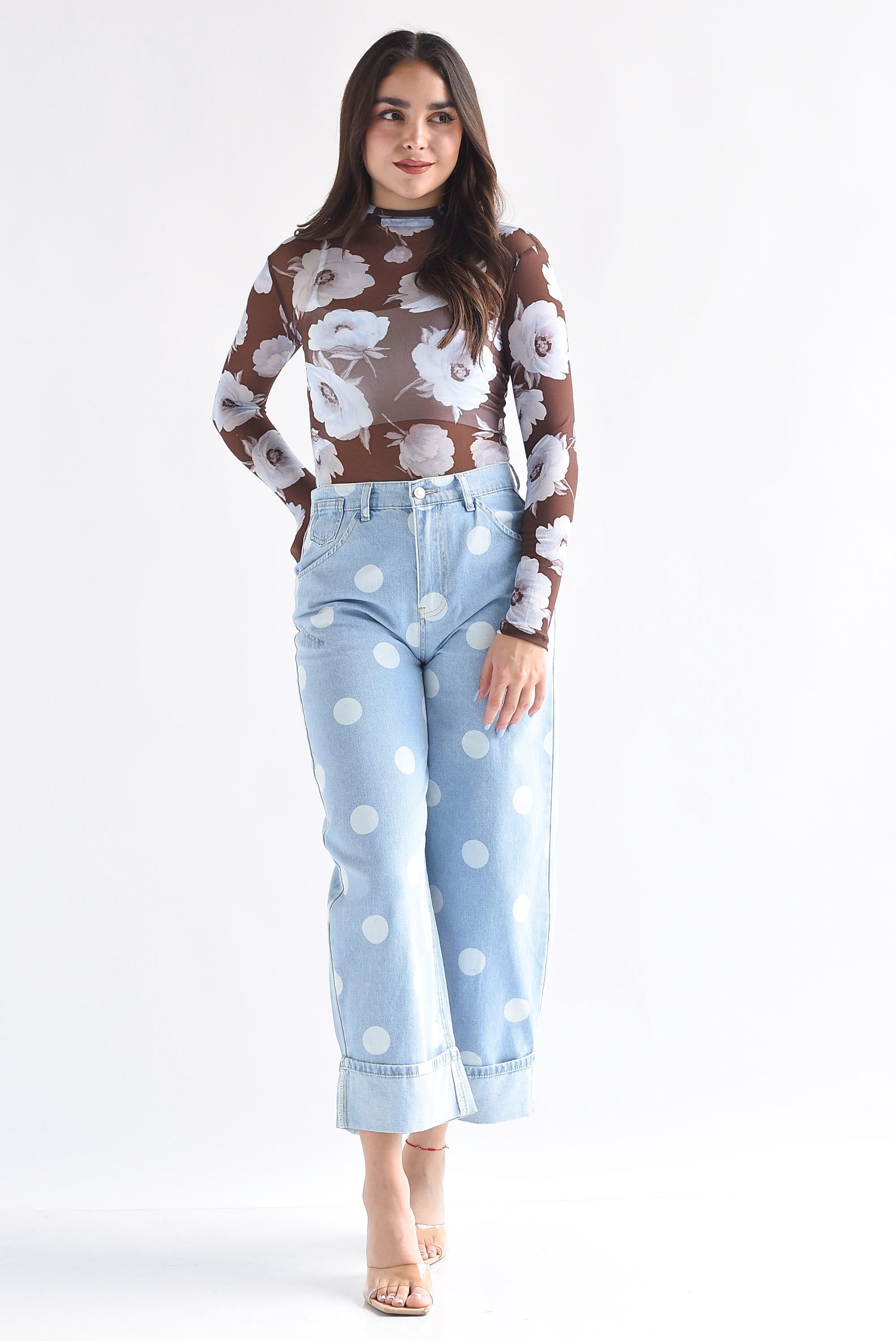 Jeans dobladillo polka dots chunky