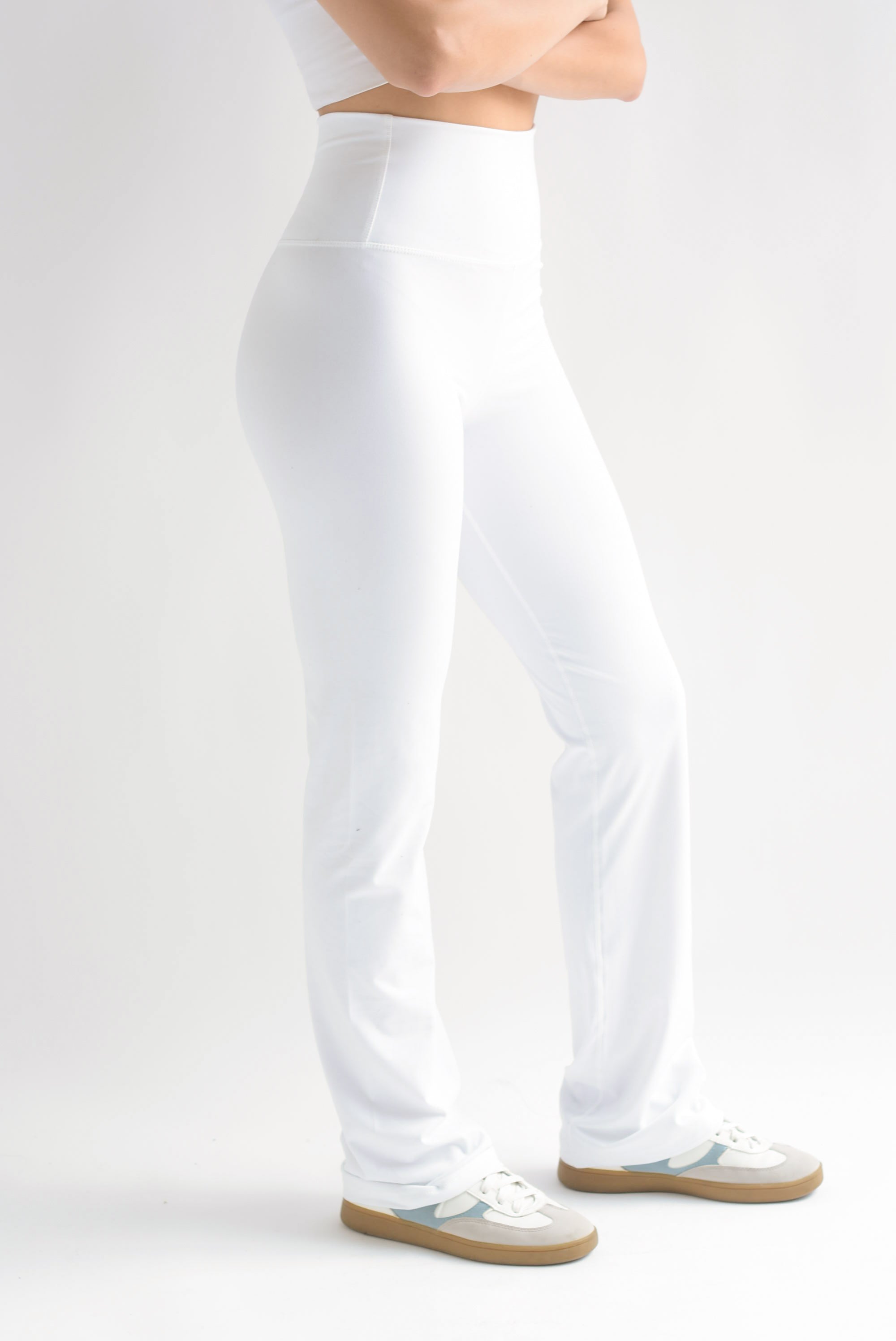 Pantalón flare pretina ancha deportivo Blanco
