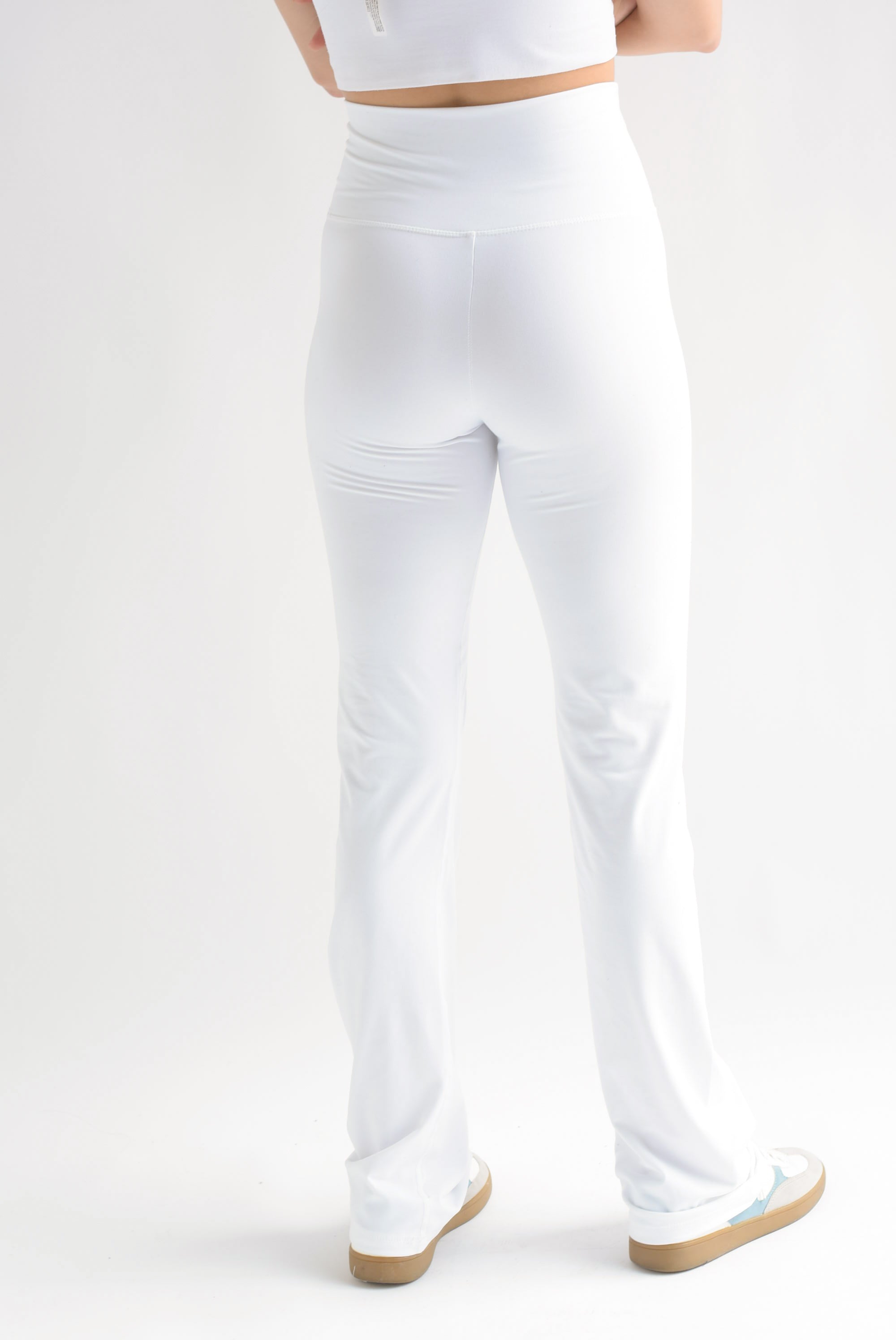 Pantalón flare pretina ancha deportivo Blanco