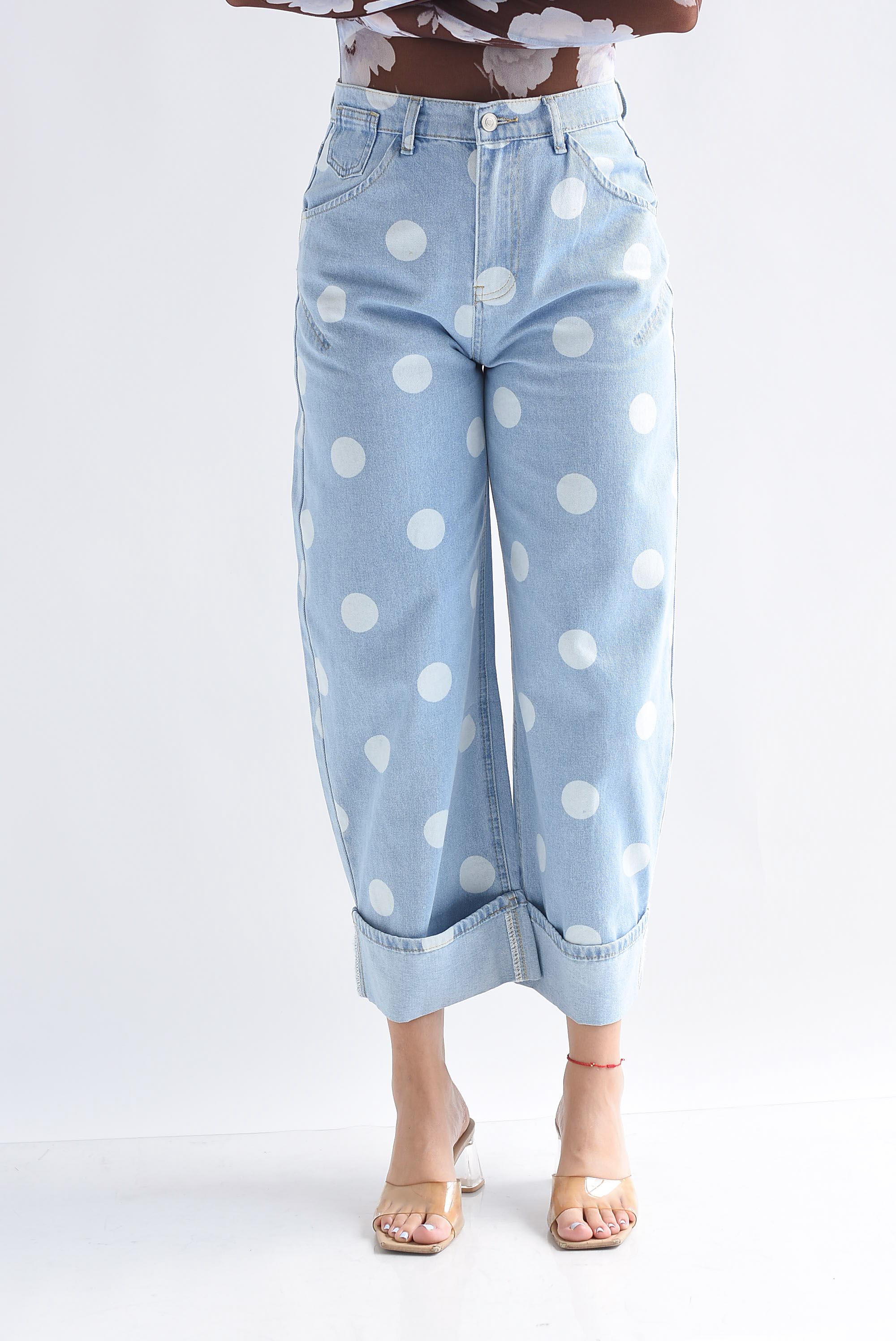 Jeans dobladillo polka dots chunky