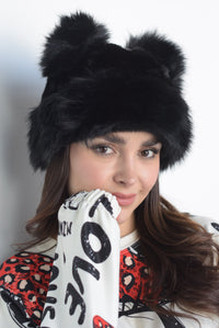 Fashion Styled Gorro faux fur Mickey Negro
