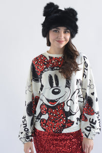Fashion Styled Sudadera Minnie lentejuela Roja