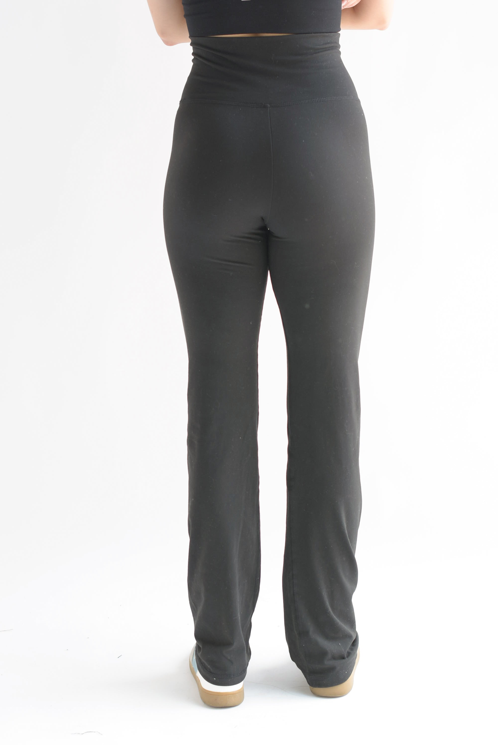 Pantalón flare pretina ancha deportivo Negro