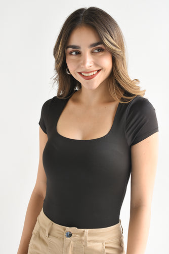 Body licra cuello cuadrado Negro