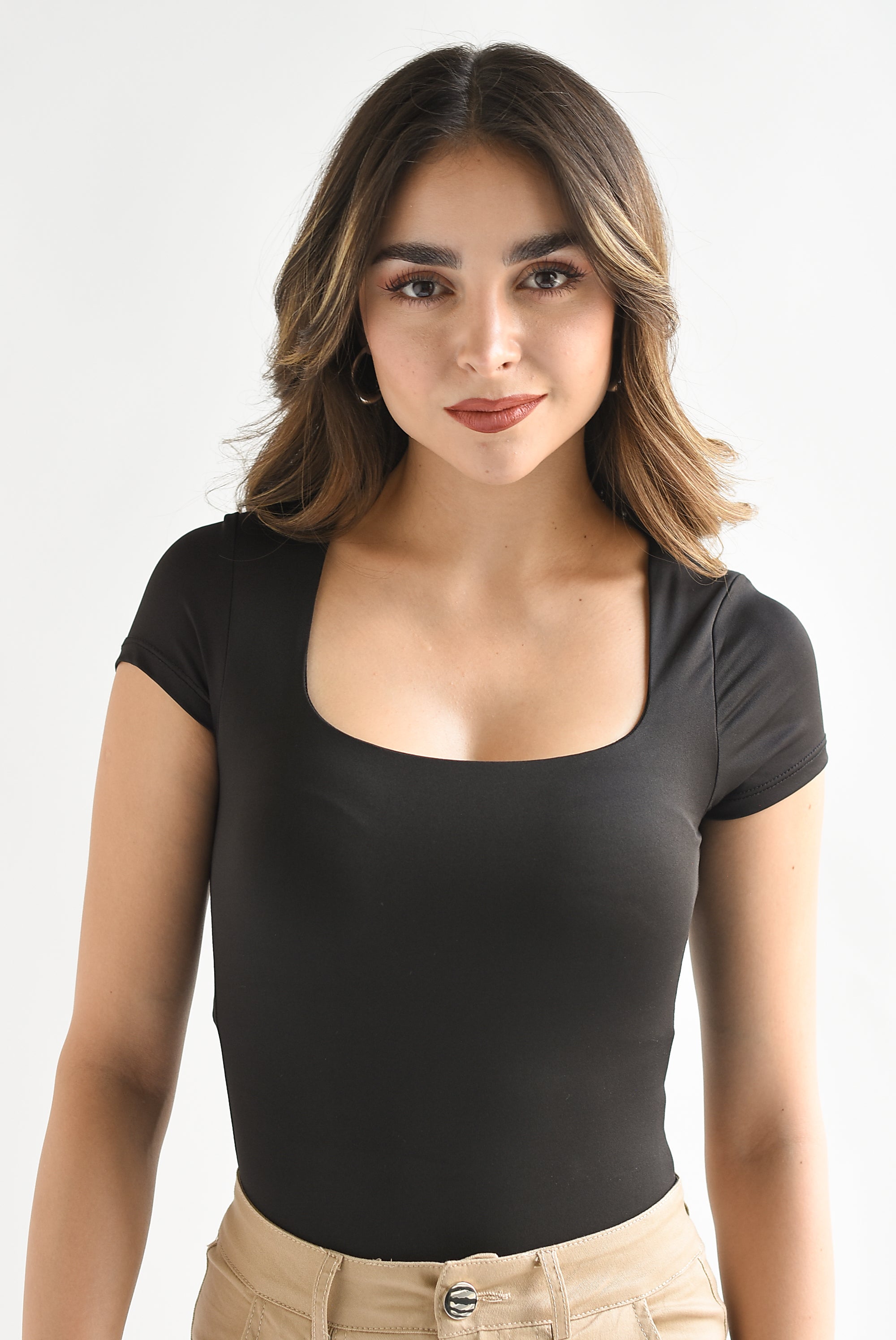 Body licra cuello cuadrado Negro