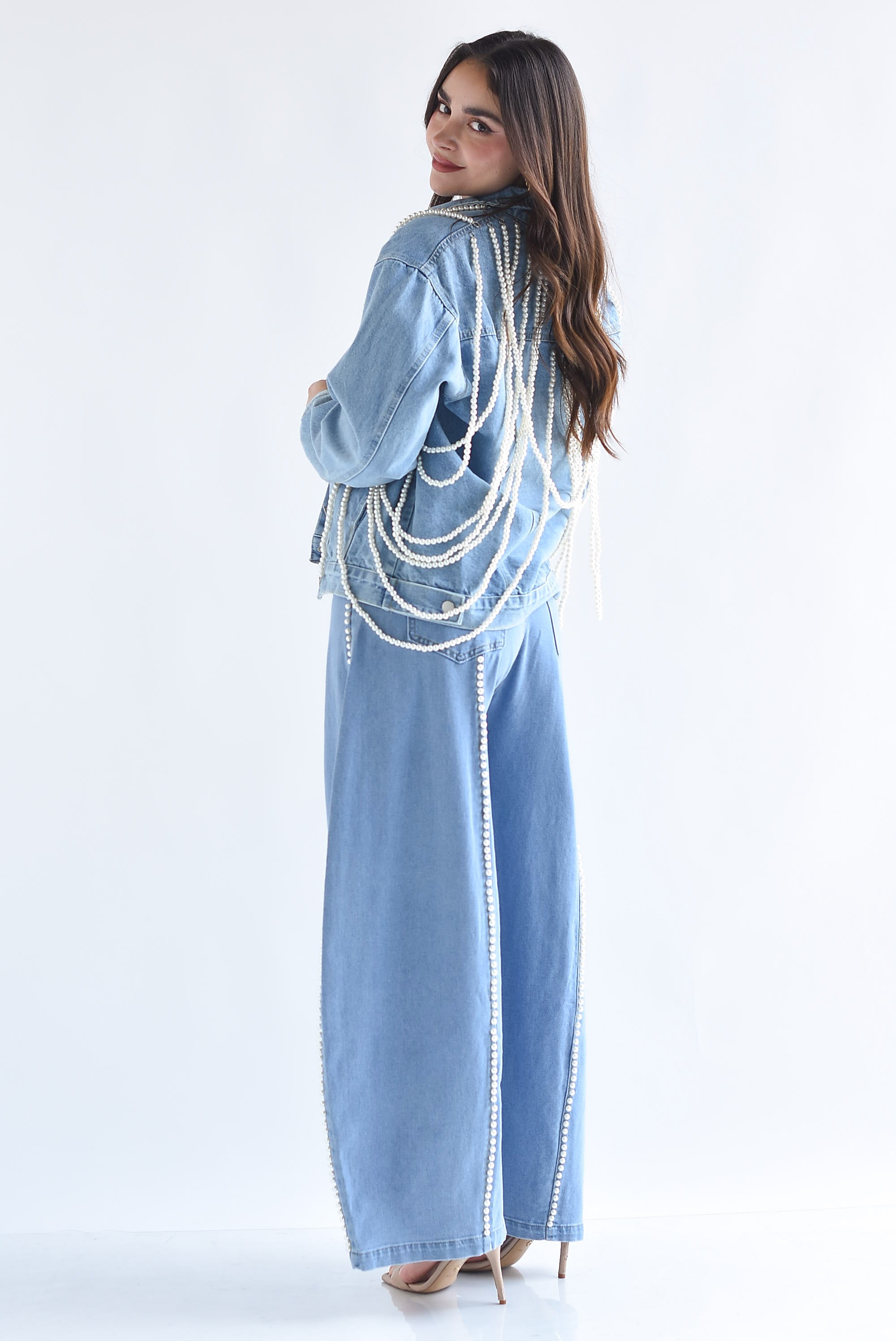 Jeans barrel perlas