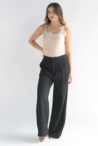 Fashion Styled Pantalón wide tipo lino Negro