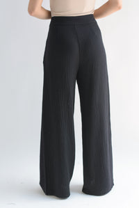 Fashion Styled Pantalón wide tipo lino Negro