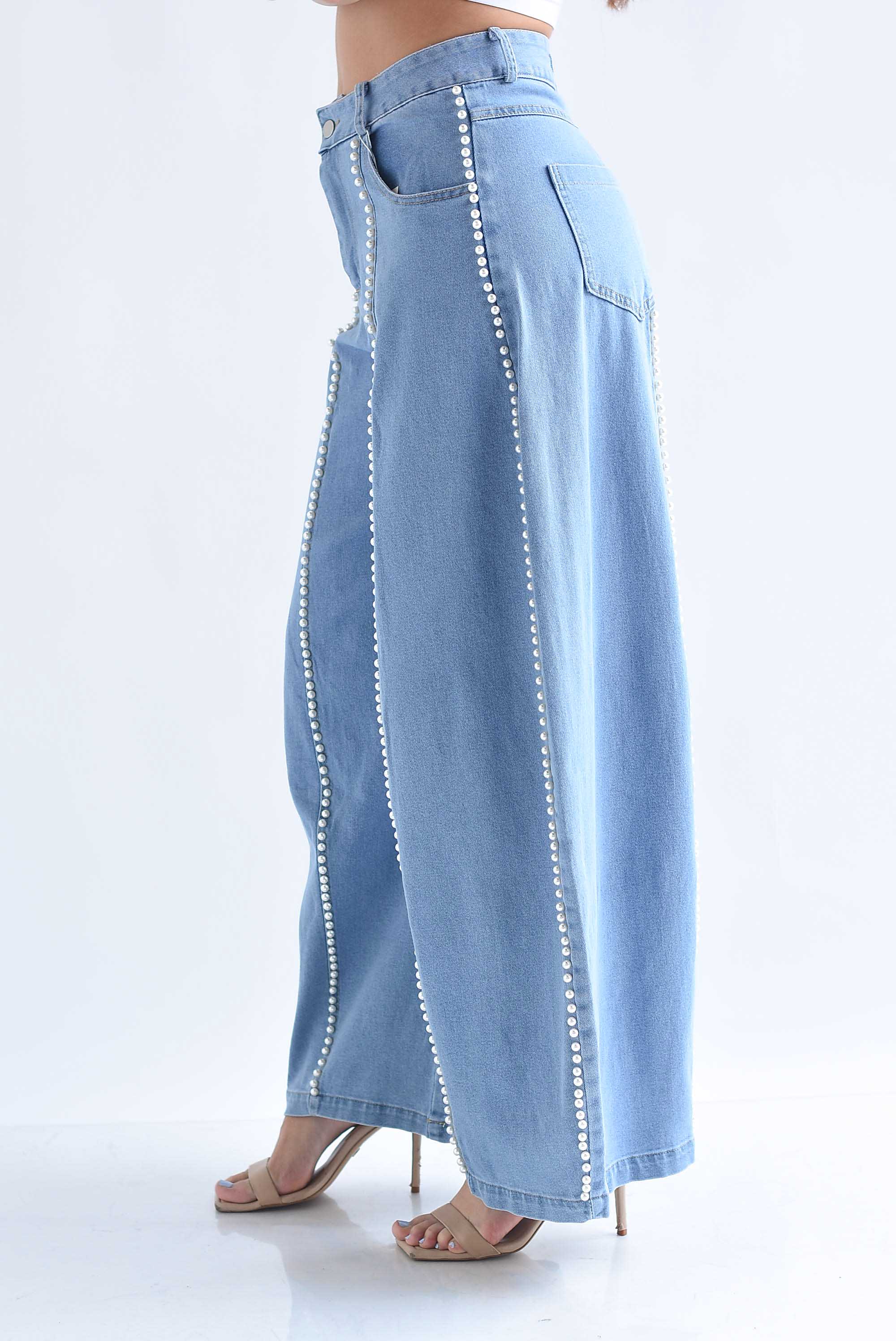 Jeans barrel perlas