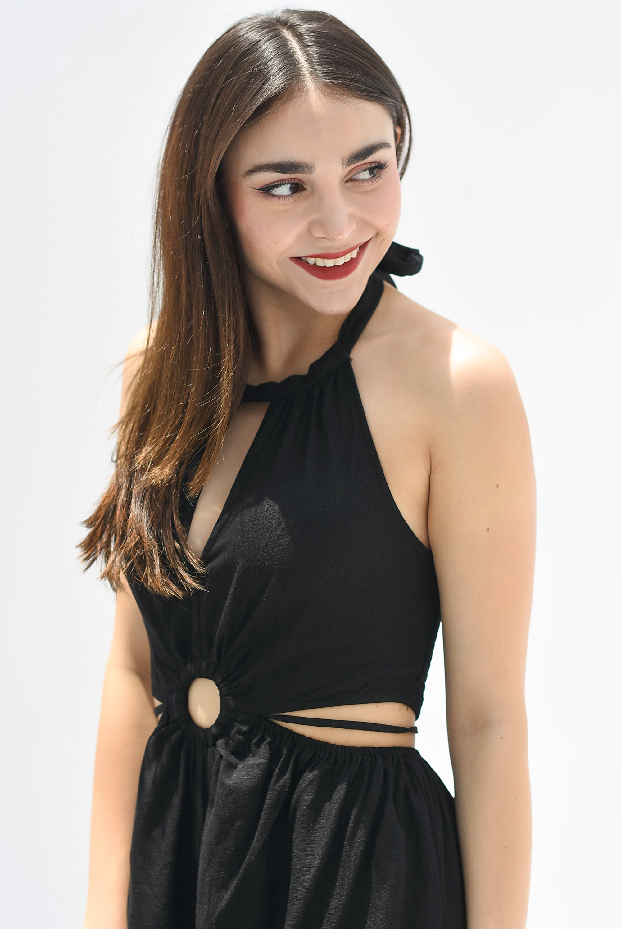 Jumpsuit lino cut-out Negro