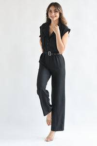 Fashion Styled Jumpsuit cargo solapa Negro