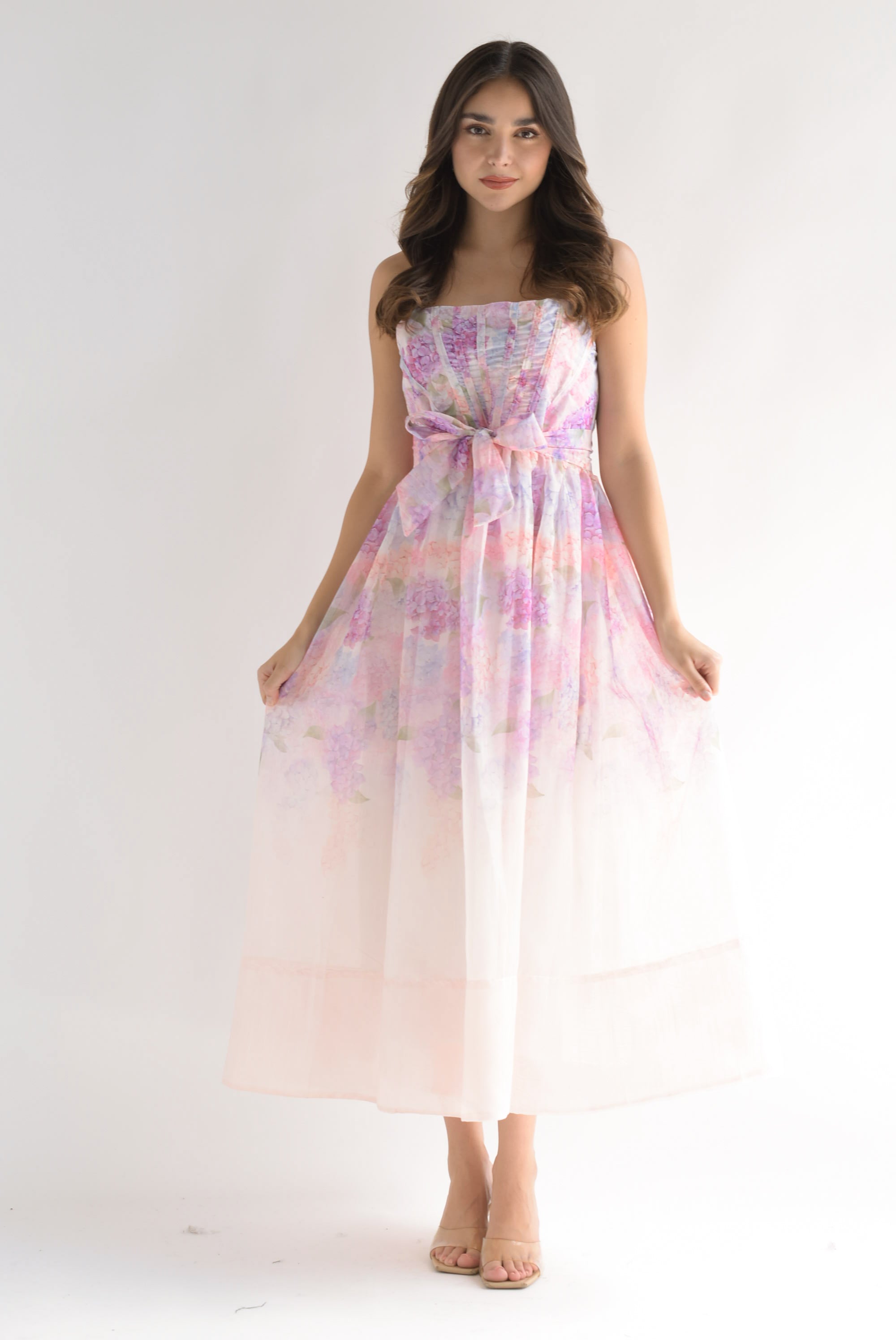 Vestido hortensias Pastel