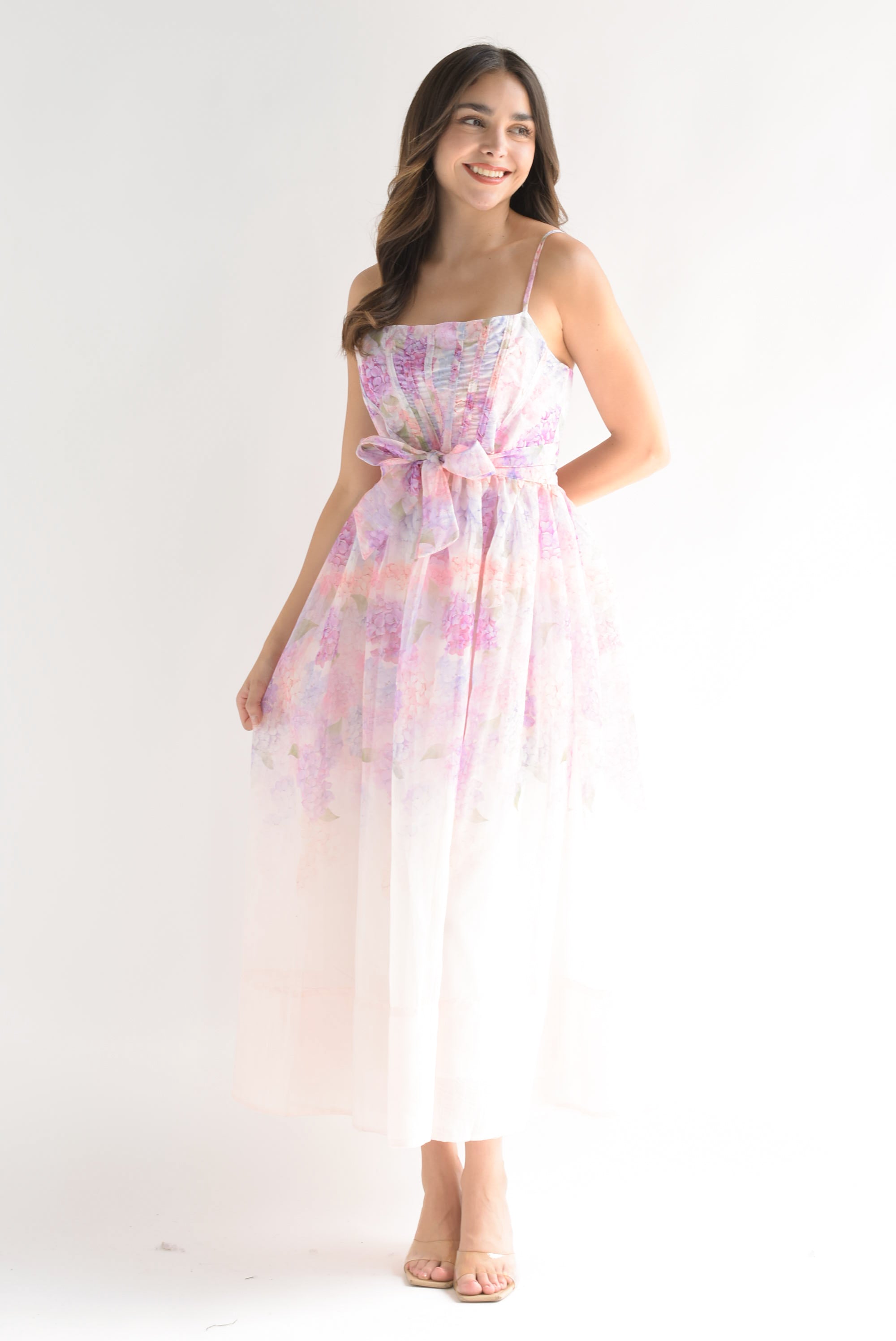Vestido hortensias Pastel