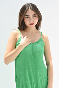 Fashion Styled Vestido lencero plisado Verde
