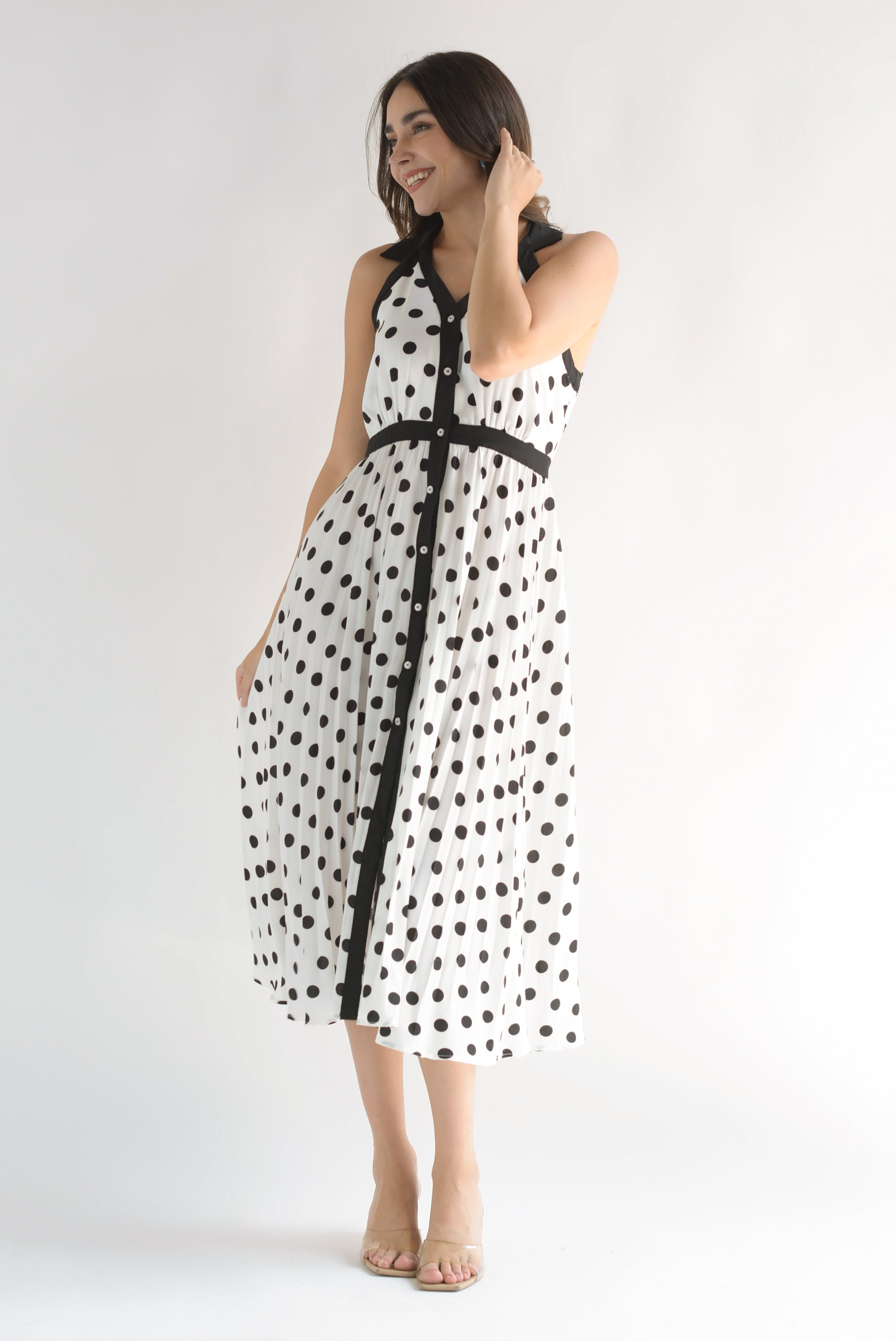 Vestido halter lunares Blanco