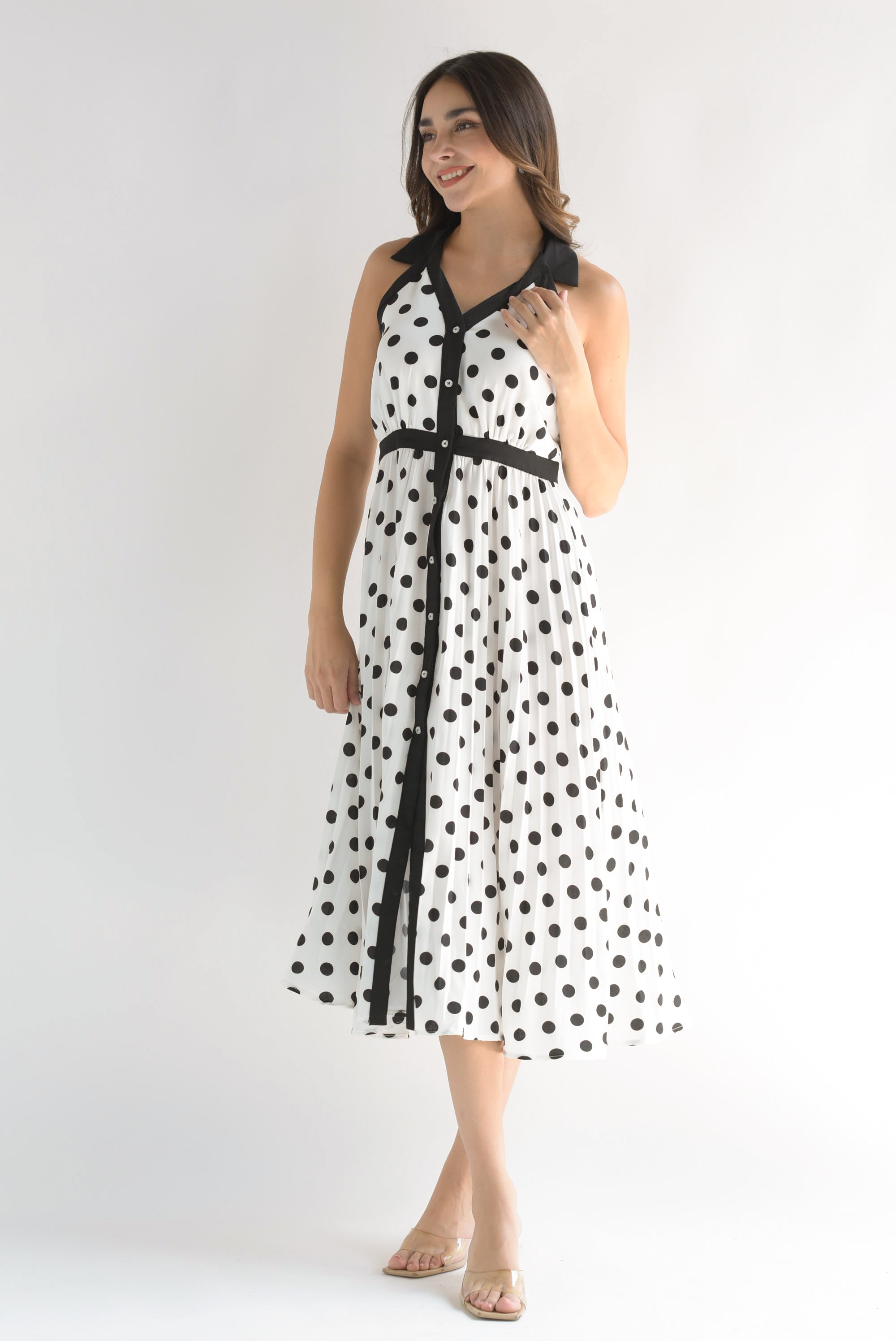 Vestido halter lunares Blanco