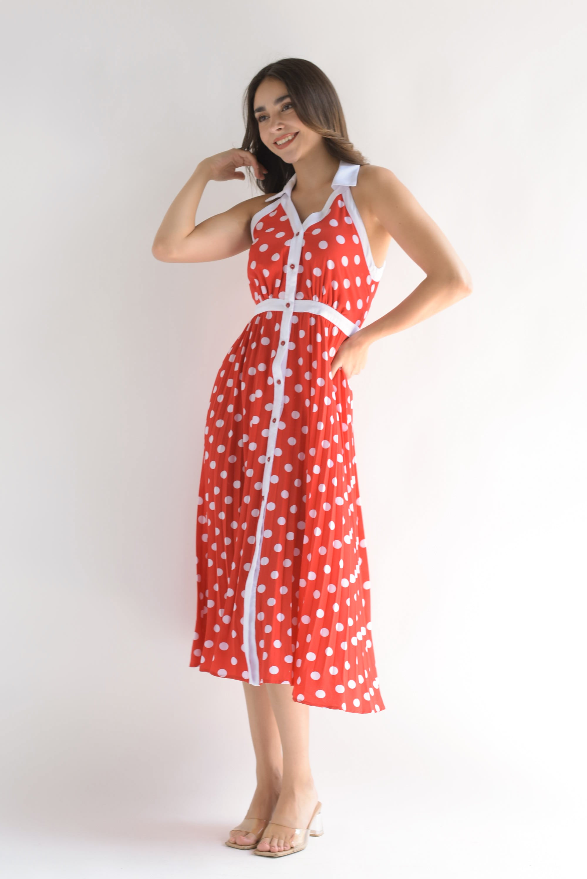 Vestido halter lunares Rojo