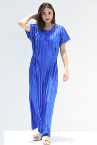 Fashion Styled Vestido largo plisado Azul Rey