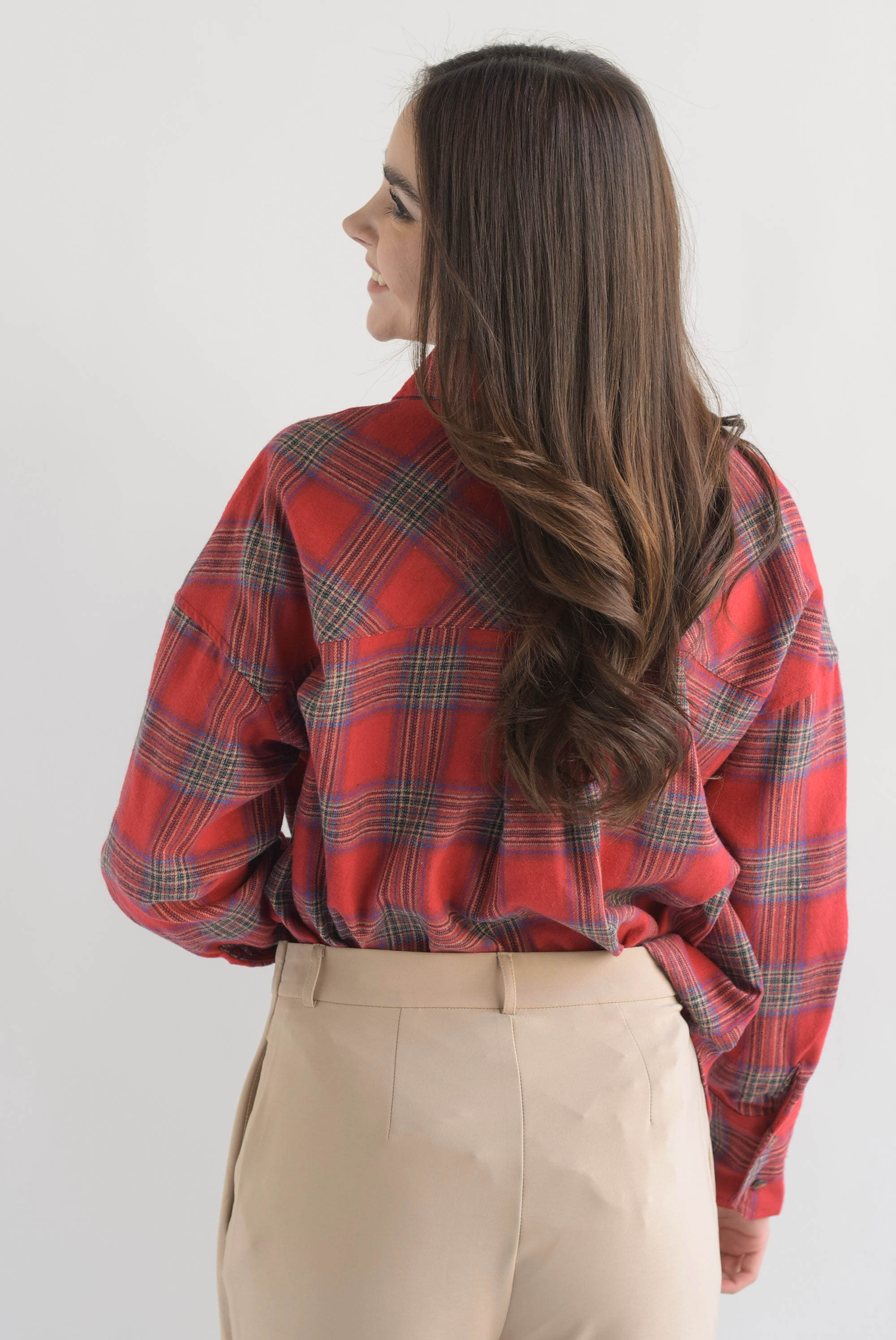 Camisa cuadros tipo franela Rojo