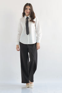 Fashion Styled Camisa blanca con corbata rayas Negro