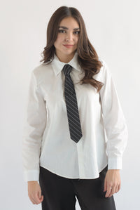 Fashion Styled Camisa blanca con corbata rayas Negro