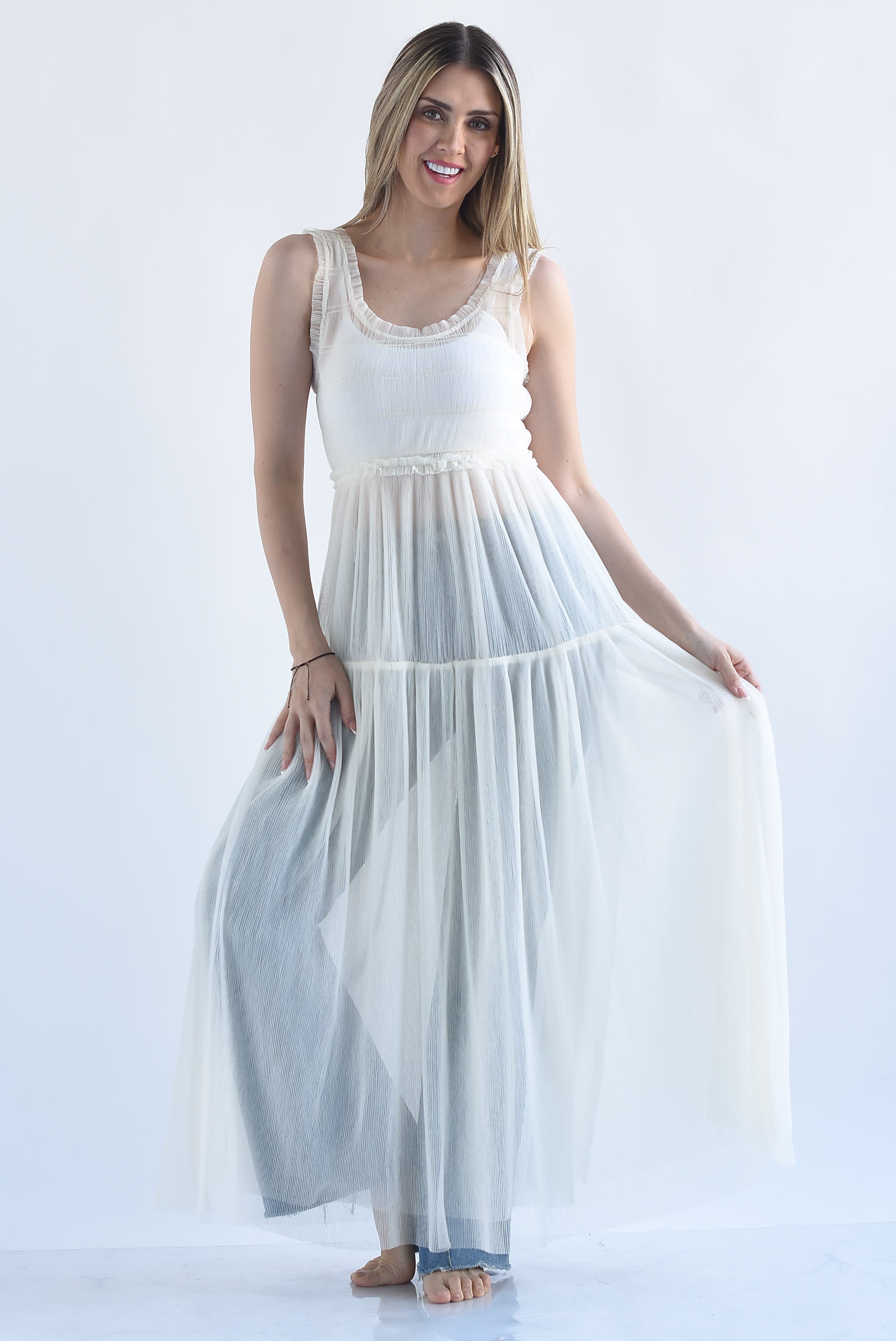 Vestido tulle texturizado