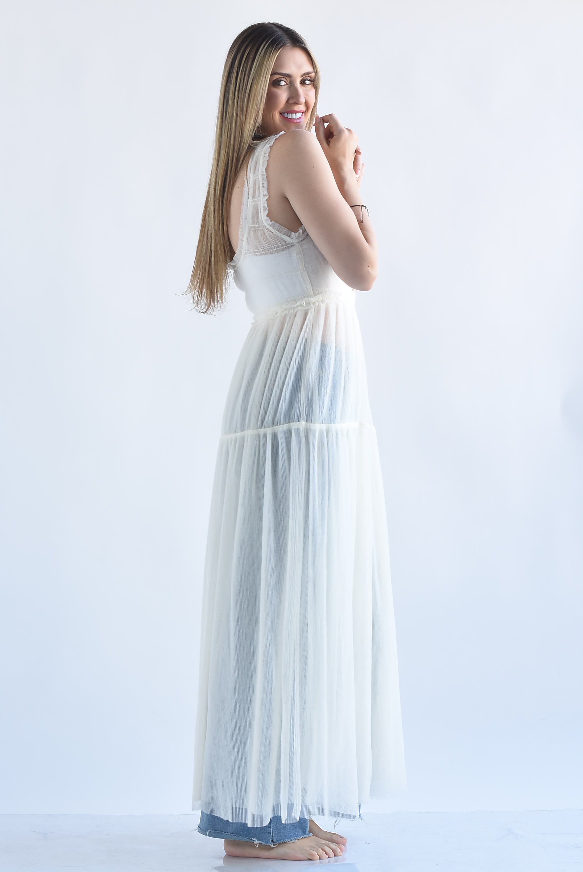 Vestido tulle texturizado