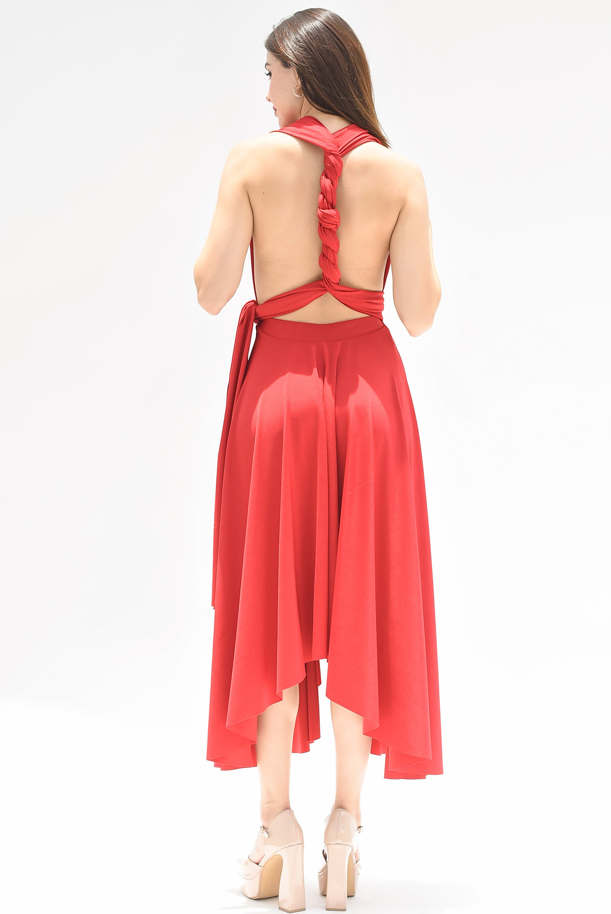 Vestido asimétrico Multiformes Rojo