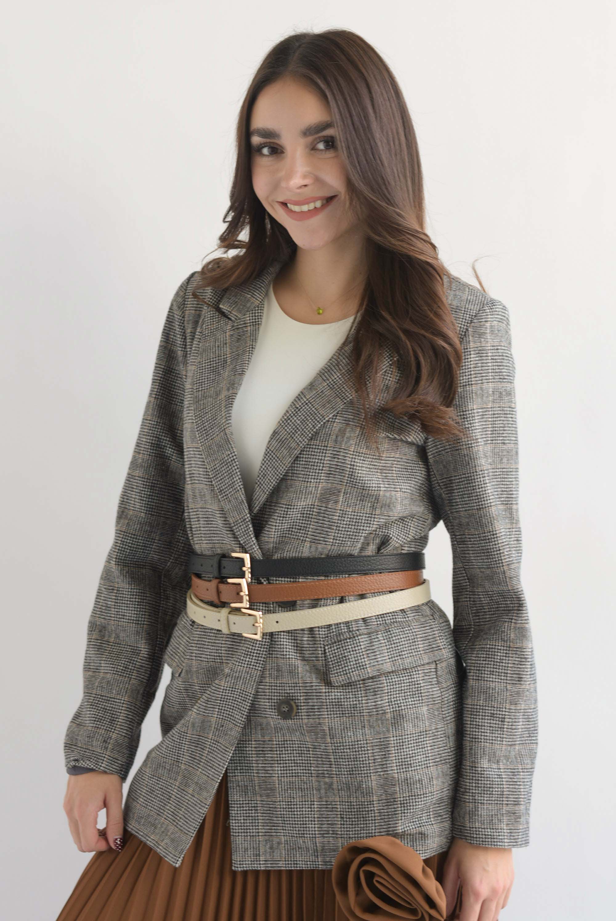 Blazer cuadros houndstooth Negro