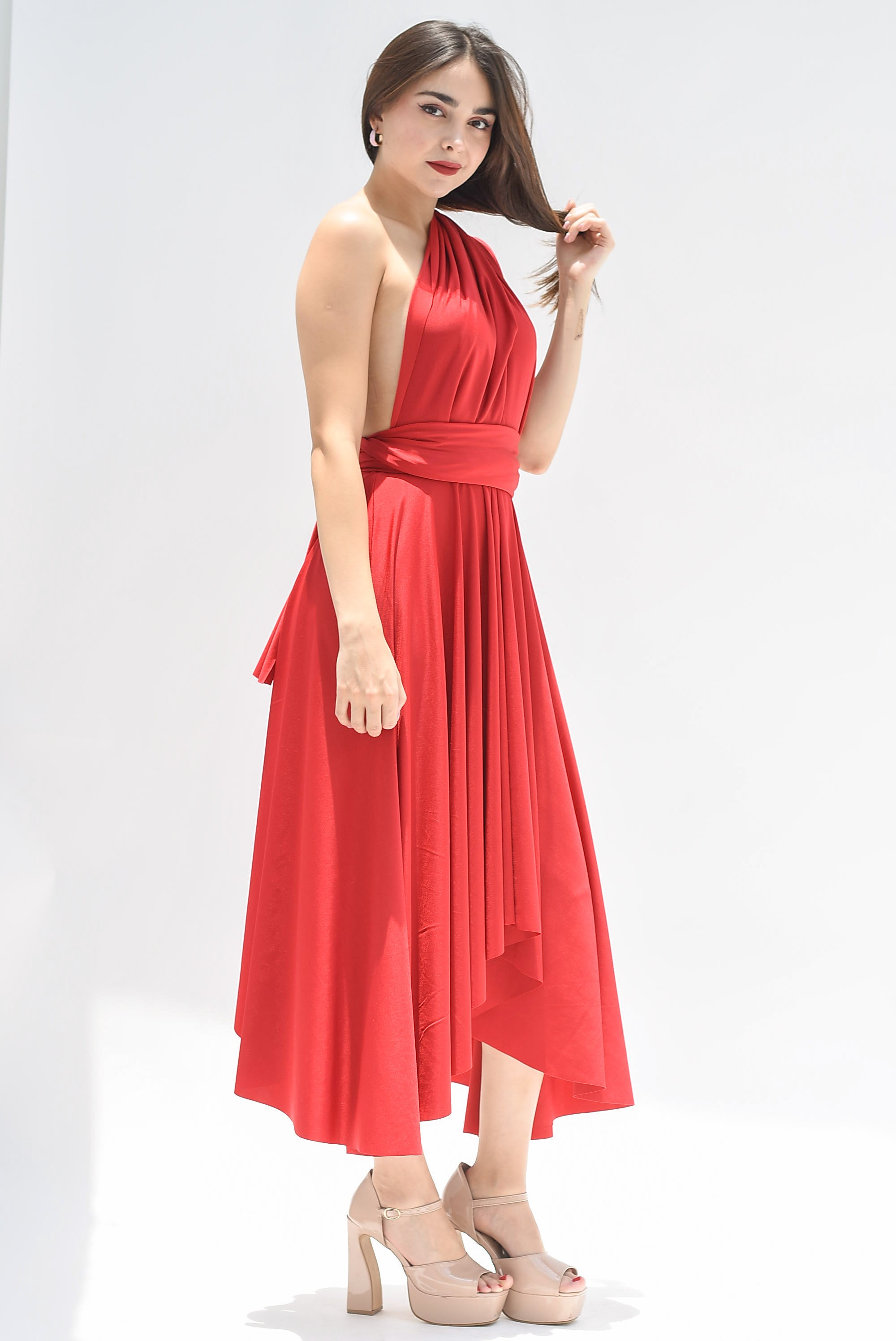 Vestido asimétrico Multiformes Rojo