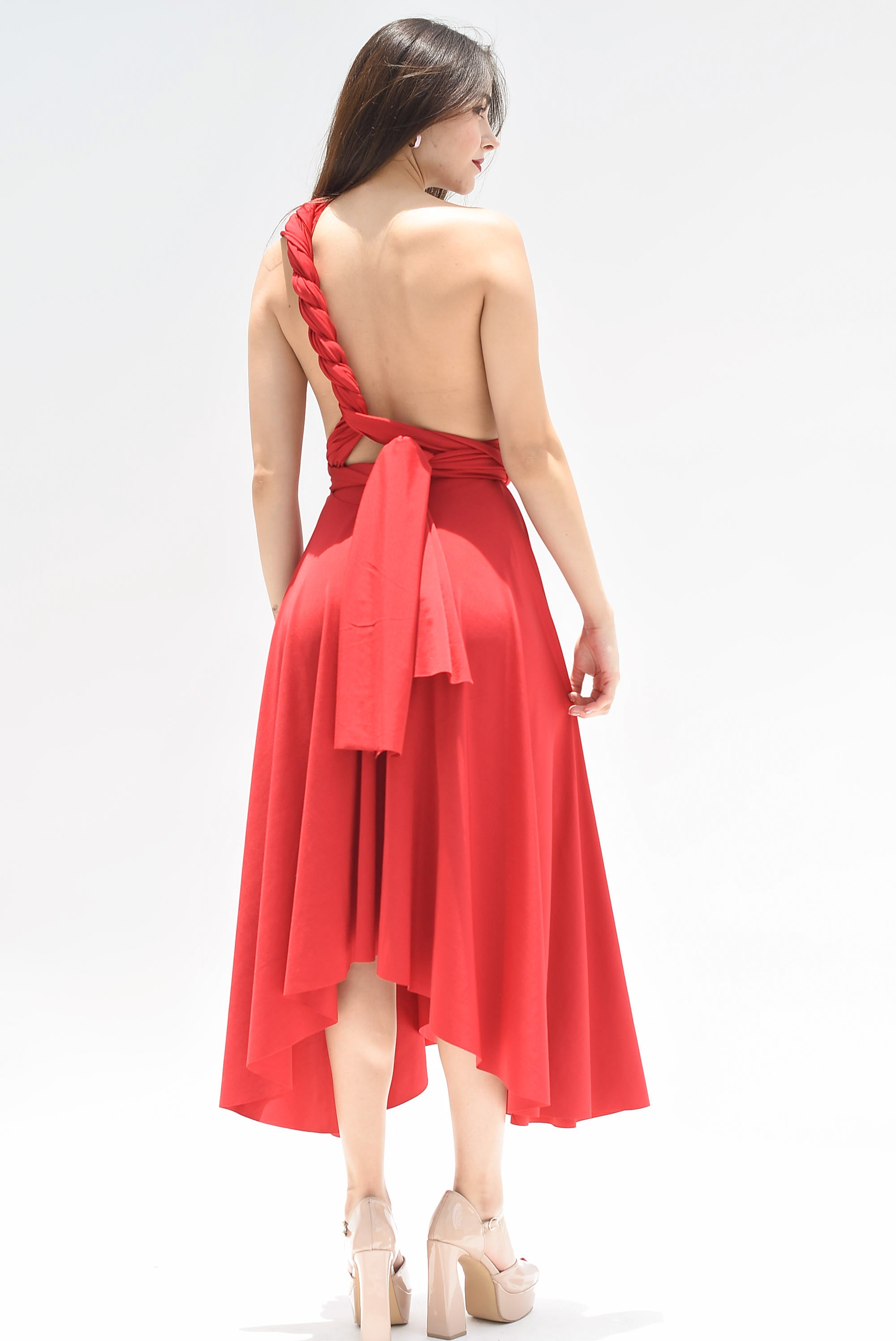 Vestido asimétrico Multiformes Rojo